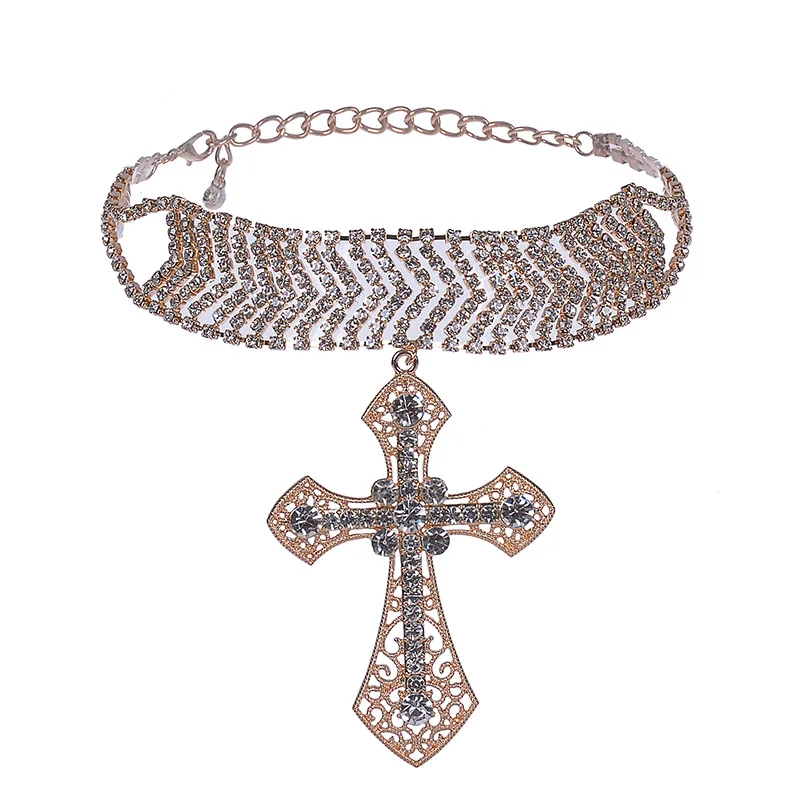 Meidi большой Подвески с крестом Кристалл Rhinestone колье Цепочки и ожерелья для Для