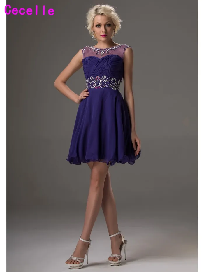 Реальные изображения Короткие бальные платья 2019 фиолетовый трапециевидной