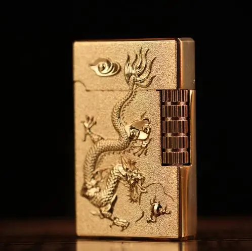 Газовая зажигалка Gold Dragon Классический Надувной пинг звук многоразовый винтажный