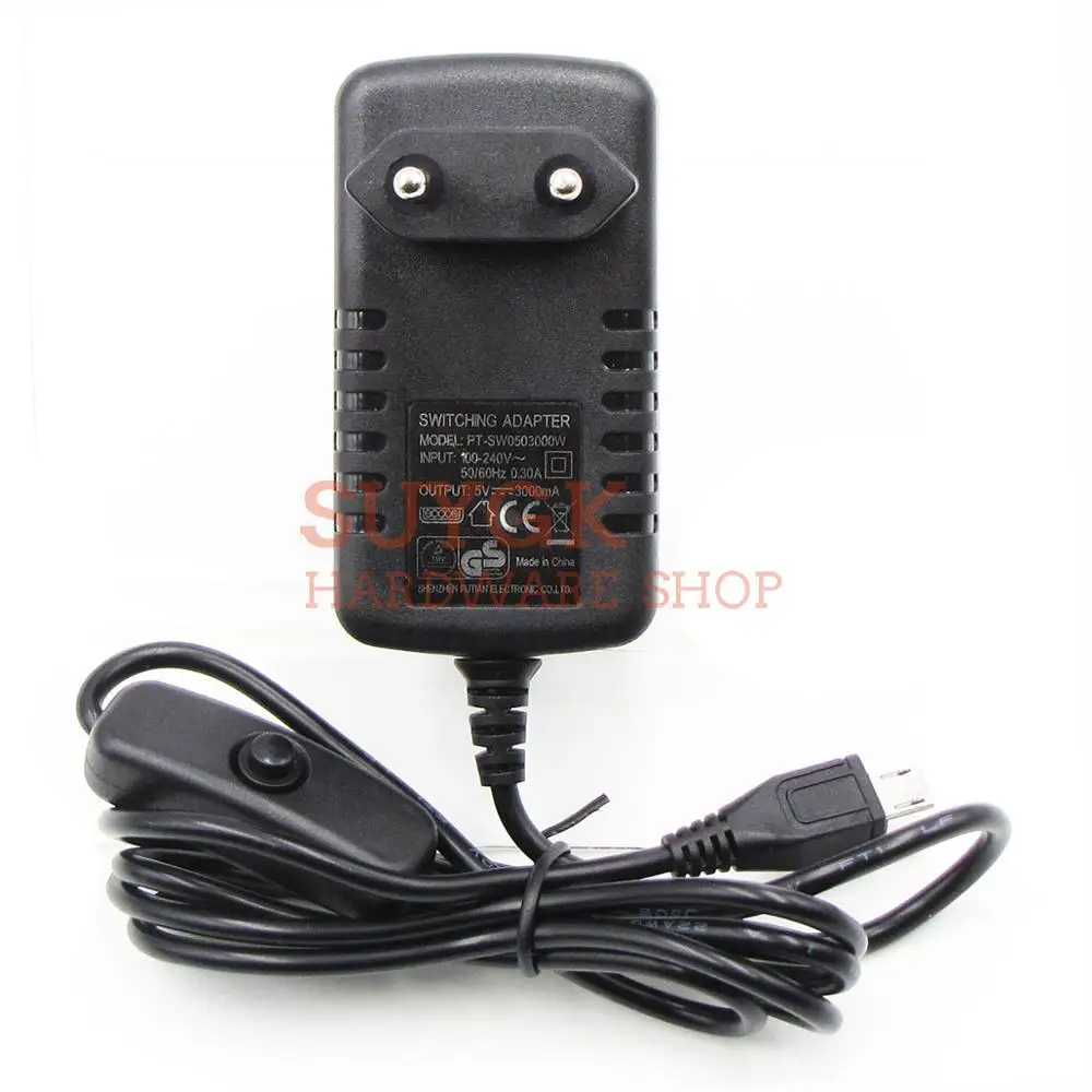Адаптер питания 5V3A 5V/3A Raspberry PI 3 model B Plus кнопка включения/выключения зарядное
