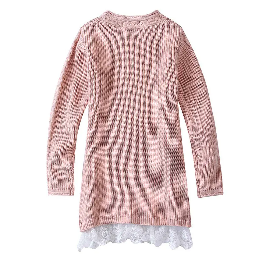 Детский свитер для девочек вязаный платье пуловеры Свитера с кружевными болеро