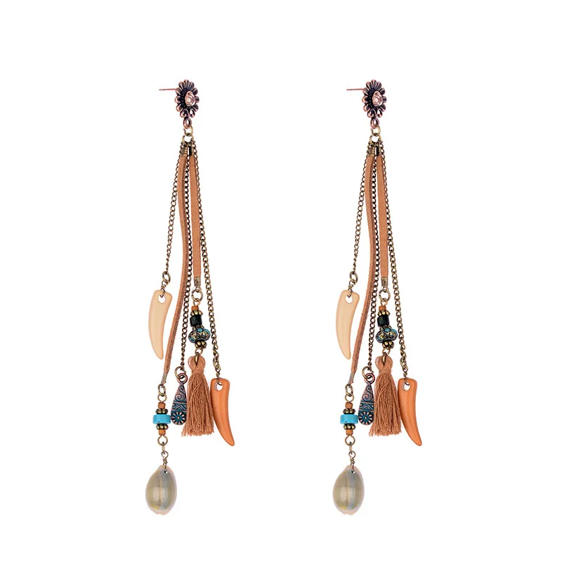 Женские Висячие серьги в стиле ретро с подсолнухами богемные висячие виде рога