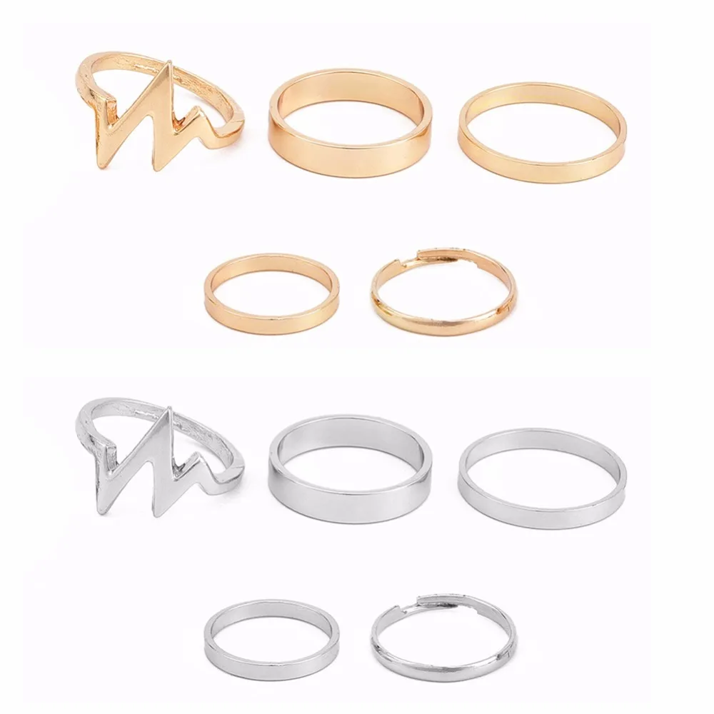 Fashion Ornaments Princess Ring 5 Piece Jewelry The Waves Lightning Finger Set Gift For Women Girl #264846 | Украшения и
