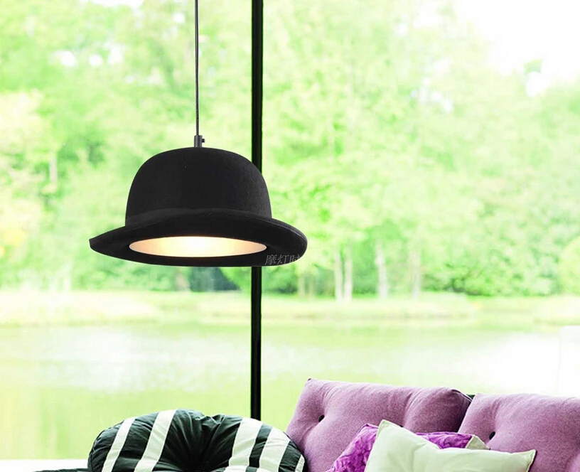 Подвесная лампа и освещение в современном стиле с бантом черная высокой шляпой