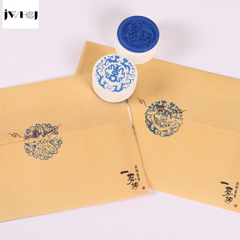 1 шт. Китайский ветер винтажный голубой и белый фарфор дневник деревянный штамп