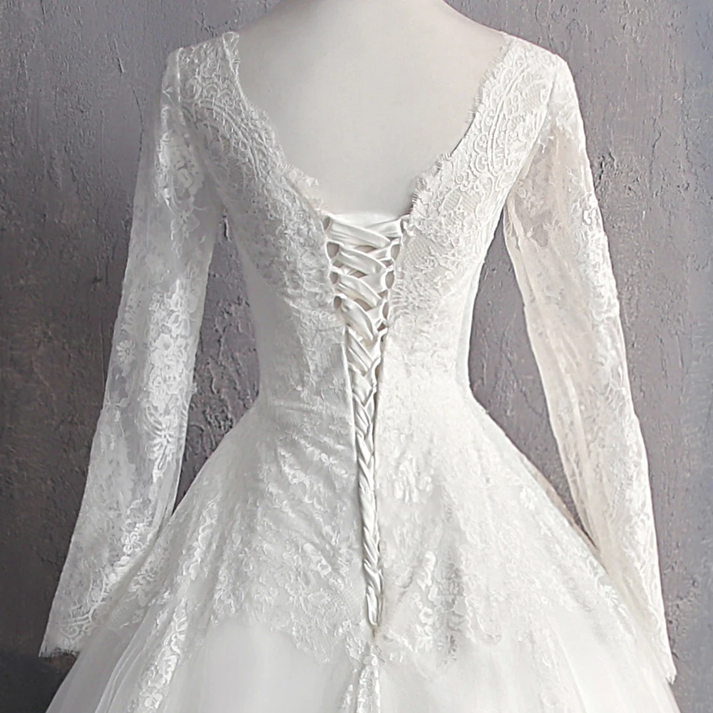 Fansmile Vestido De Noiva винтажное длинное бальное платье для процессии свадебное платье на заказ Плюс Размер свадебное платье FSM-593T