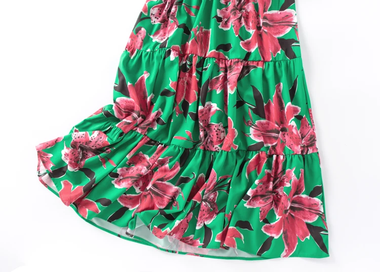 Женское платье до колена с цветочным принтом Платье До Колена коротким рукавом и