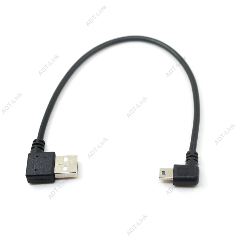 Мини-usb кабель для передачи данных 10 дюймов 90 градусов USB под прямым углом никелированный короткий USB 2,0-A-Male-4Pin под прямым углом Mini-B-5Pin 25 см