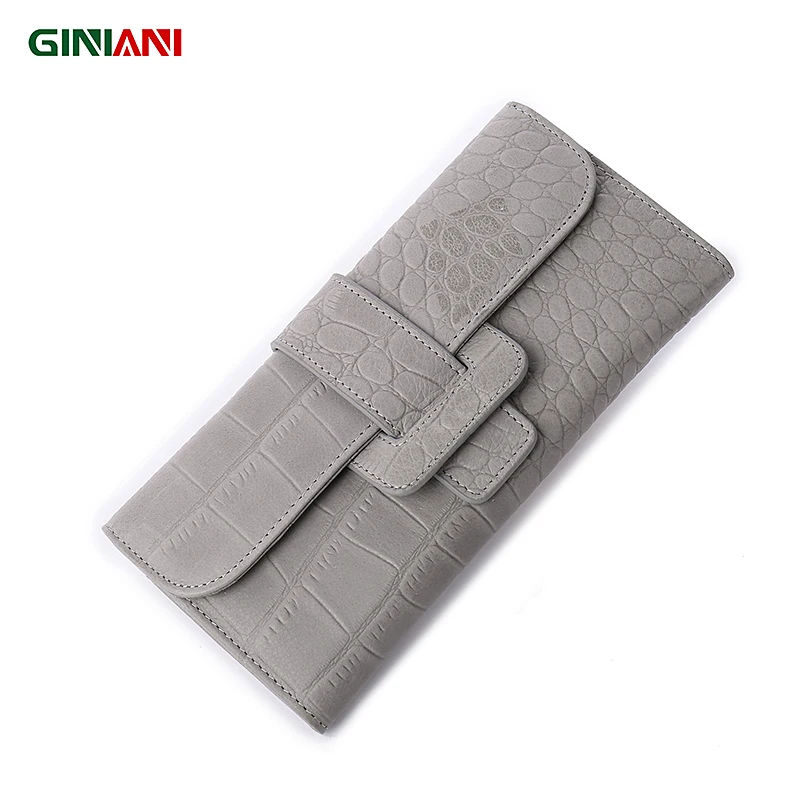 Женский Длинный кошелек GINIANI из натуральной кожи базовый бумажник черного и