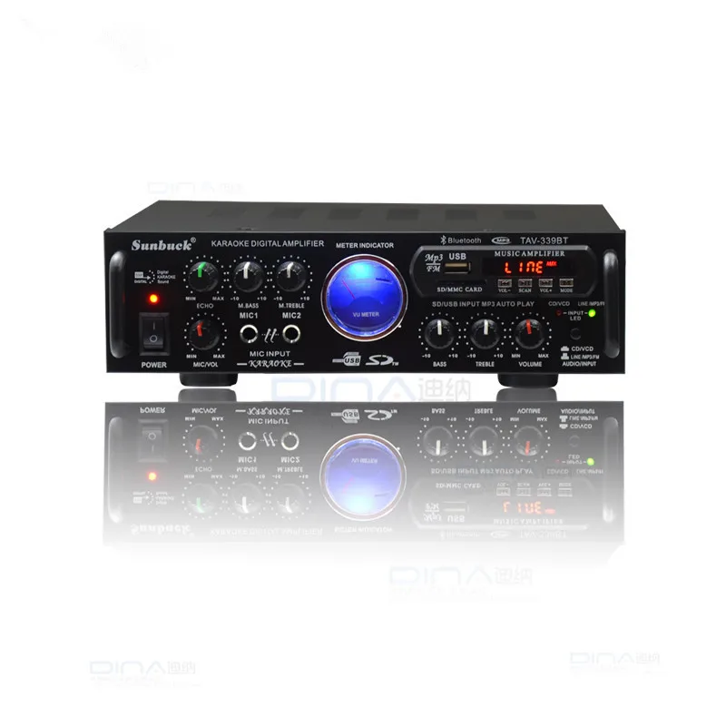 Bluetooth USB SD FM Радио пульт дистанционного управления KTV Караоке реверберация 2 канала 240 Вт+ 240 Вт высокомощный AC 220 В DC 12 В автомобильный AV усилитель