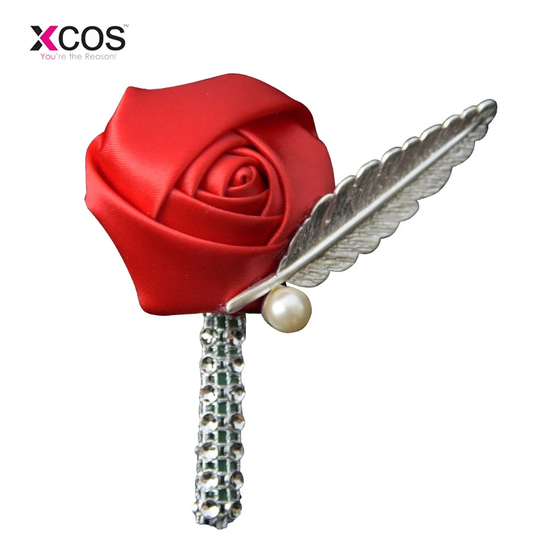 Xcos Ivory Rose Crystal Pearl Wedding Prom Corsage Ceremony Flower Boutonnieres Groom Groomsmen Buttonhole Boutonniere |