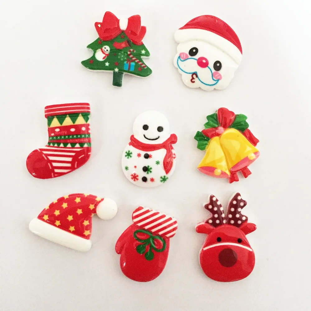 Лидер продаж 8 шт. смесь украшений из смолы Рождественская серия камень с плоским