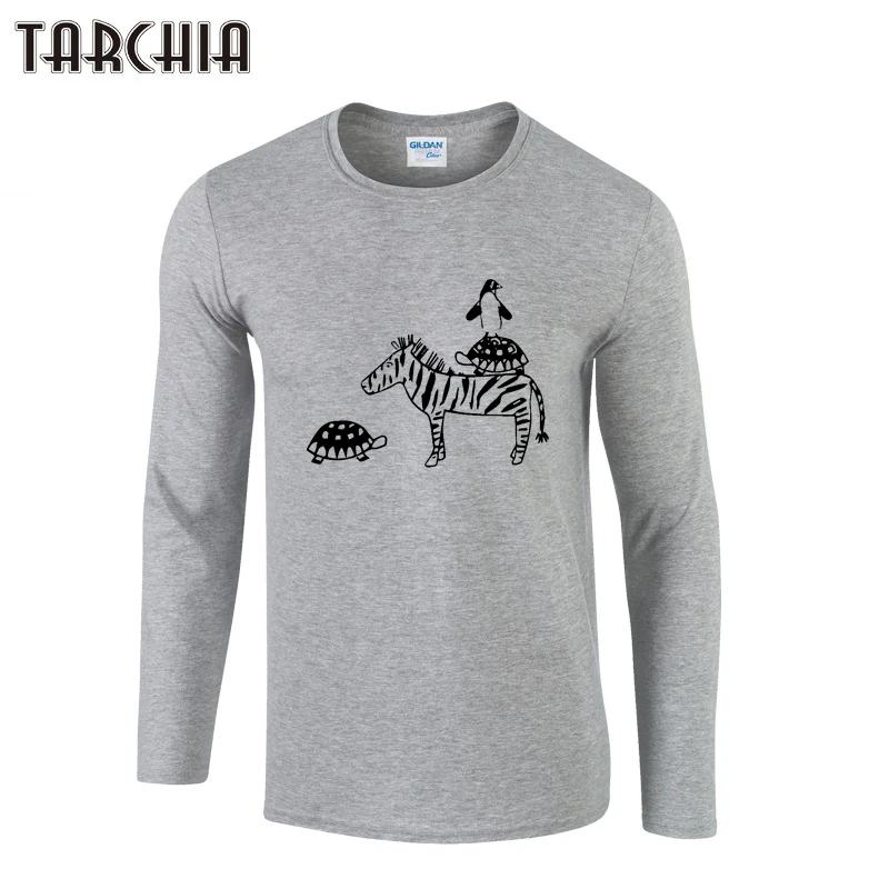 

Мужская одежда TARCHIA 2021, модные футболки с забавным принтом и длинным рукавом, мужская повседневная хлопковая футболка, весенние повседневные футболки для мужчин