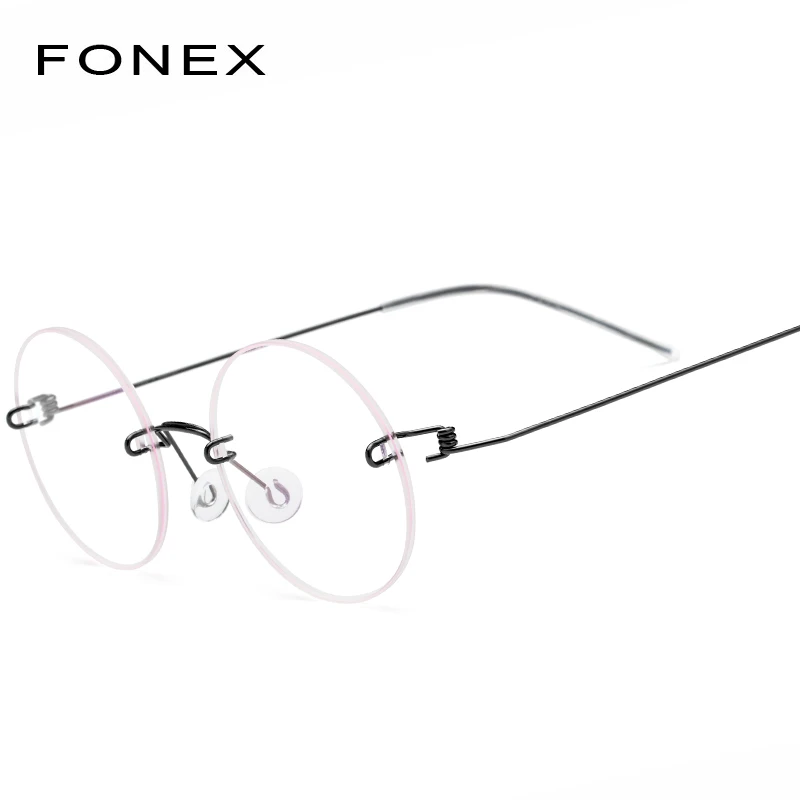 FONEX, Безвинтовые очки, очки по рецепту, женские,, без оправы, Круглые, для близорукости, оптические, корейские, оправа очков из титанового сплава, мужские - Цвет оправы: Серый