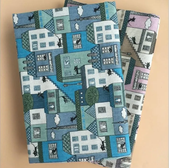 Ткань с принтом для дома и черного кота оптовая продажа льняная хлопковая ткань