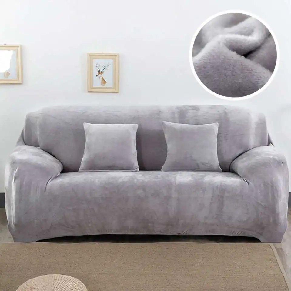 Silver gray Homesick плюшевых Fabirc диван Обложка 1/2/3/4 местный евро чехлы для мебели для диванов угловой диван чехол для Гостиная - Цвет: Silver gray