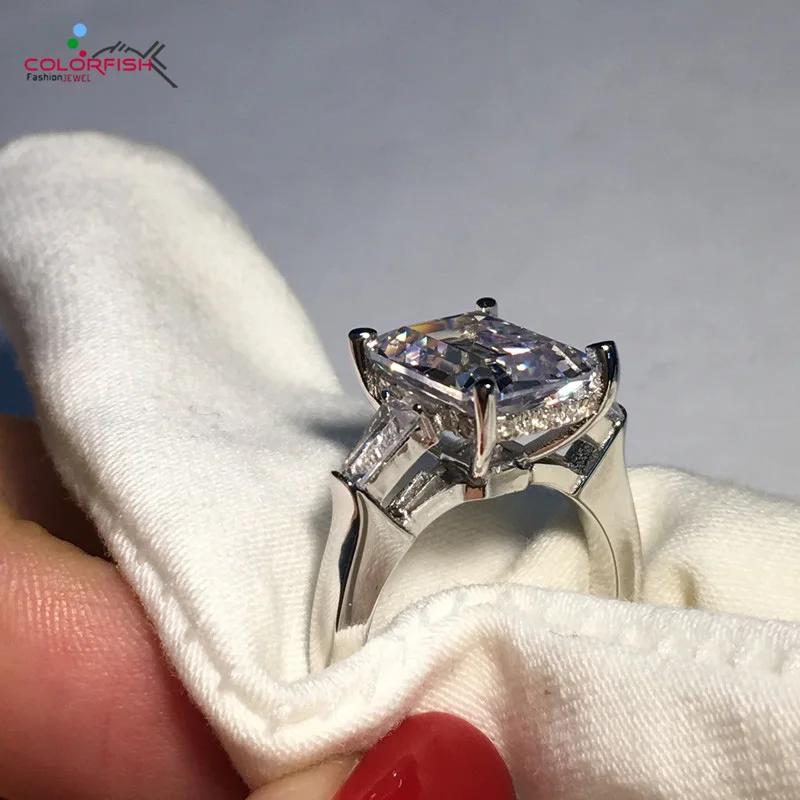 Обручальное кольцо из серебра 925 пробы с фианитом 4 карата|wedding band ring|band ringstone rings for