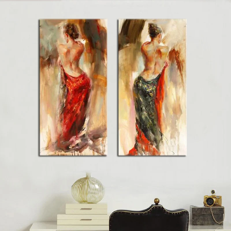 Ручная роспись танцоров фламенко Современная сексуальная обнаженная задняя