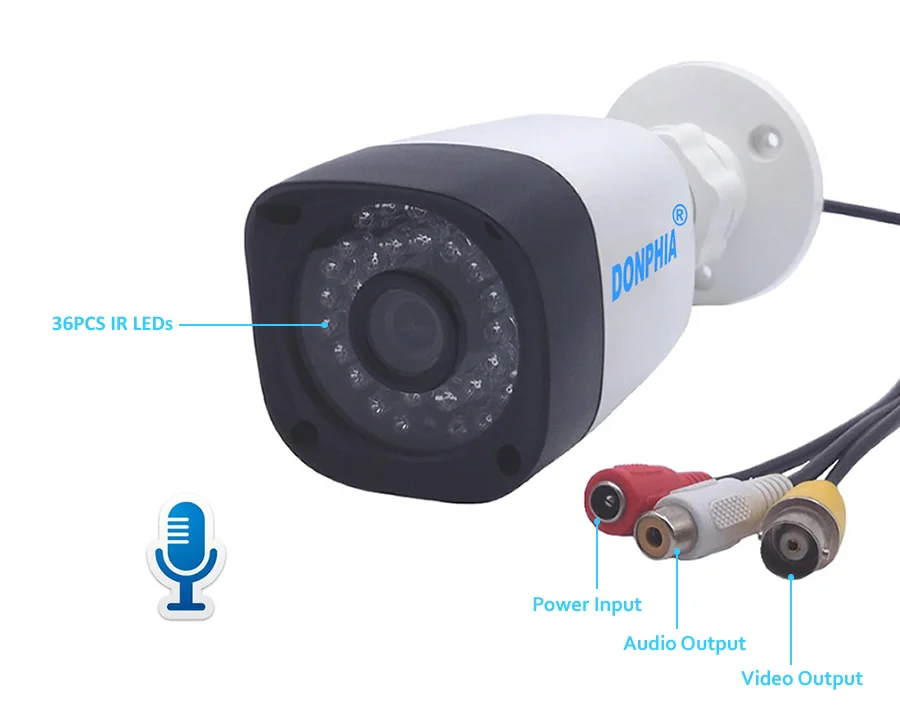 Аудио CCTV камера 800TVL с микрофоном водонепроницаемый голос и видео монитор камера наблюдения ИК ночного видения Видео Безопасности