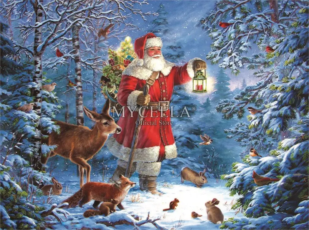 

Алмазная 5D картина «сделай сам», полная Алмазная вышивка, Санта, Рождество, зима, вышивка крестиком, наборы алмазной мозаики, домашний декор
