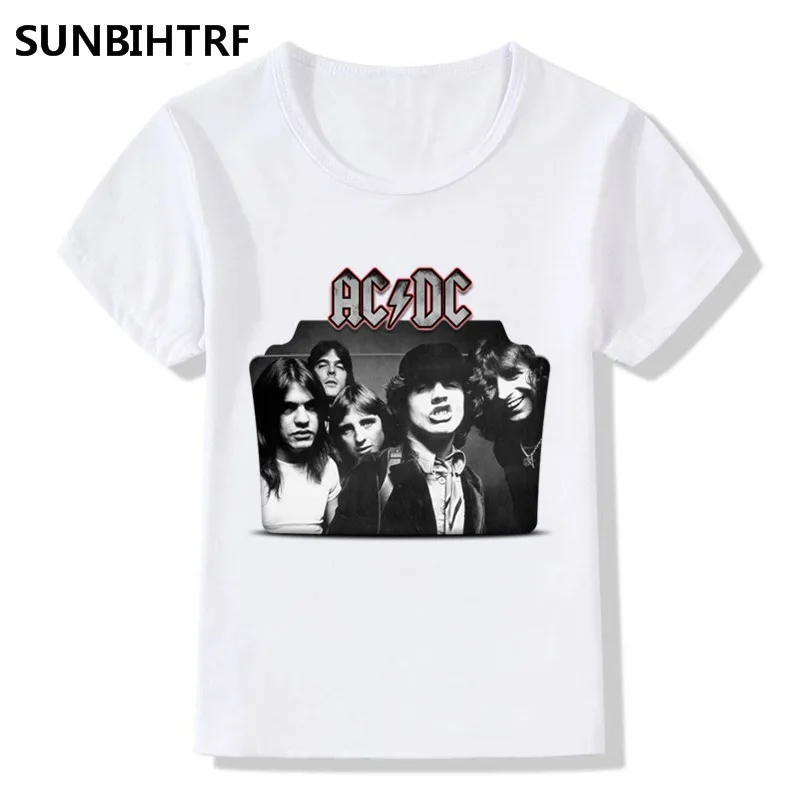 2018 группа AC/DC Rock Design забавная крутая детская футболка Топы с короткими рукавами