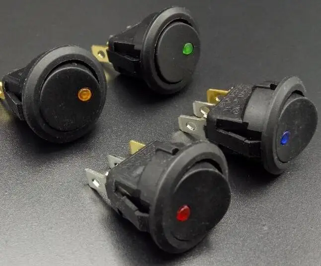 100 шт. dot переключатель 12V Светодиодный точечный светильник автомобиль лодка круглый Кулисный переключатель включения/выключения SPST 3 шпильки с светодиодный - Цвет: Многоцветный