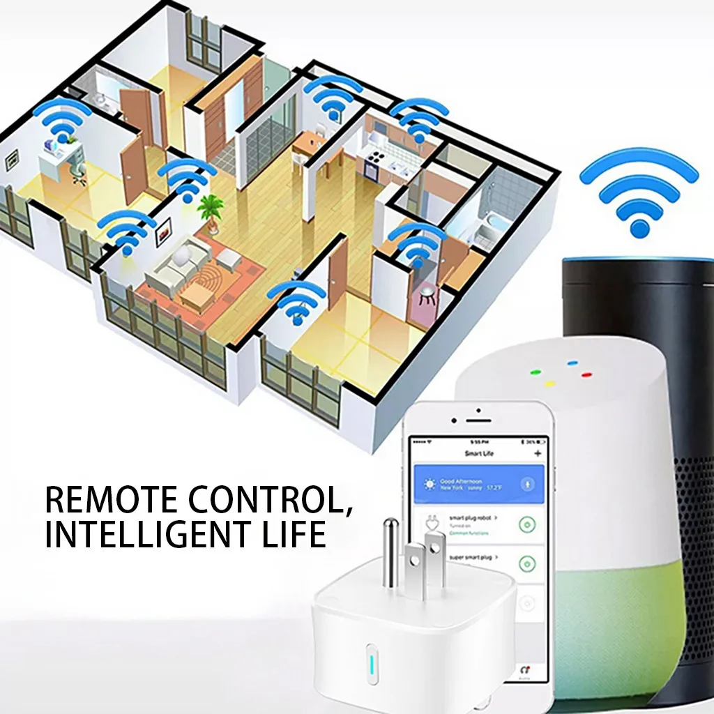 Умная Wi-Fi розетка с переключателем для дома Amazon Alexa/google электрическая 10 А 1000-2400 Вт