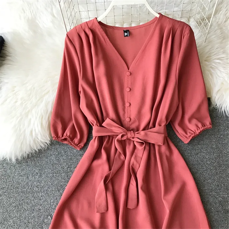 Модные 2020 и v образной горловиной на весну лето миди длинное платье Вечерние