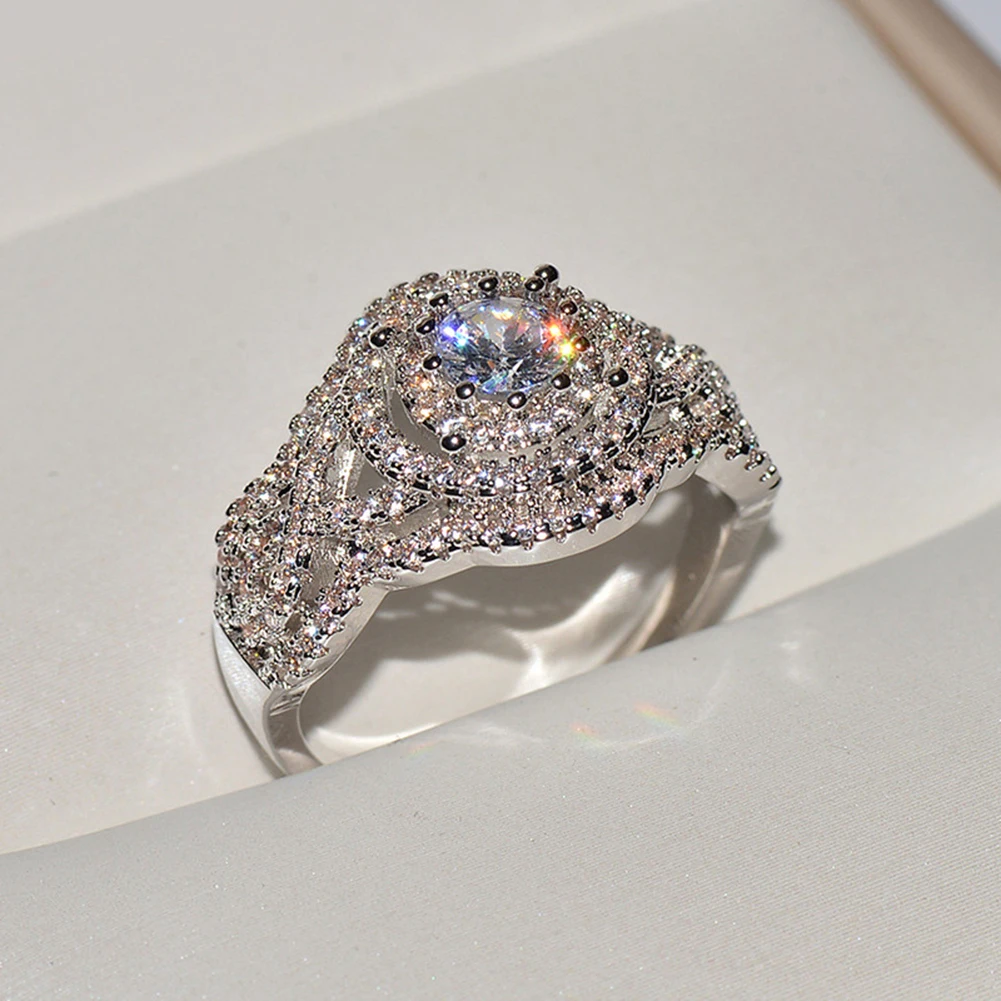 Hot Women Rhinestones Hollow Band Finger Ring Engagement Wedding Jewelry | Украшения и аксессуары