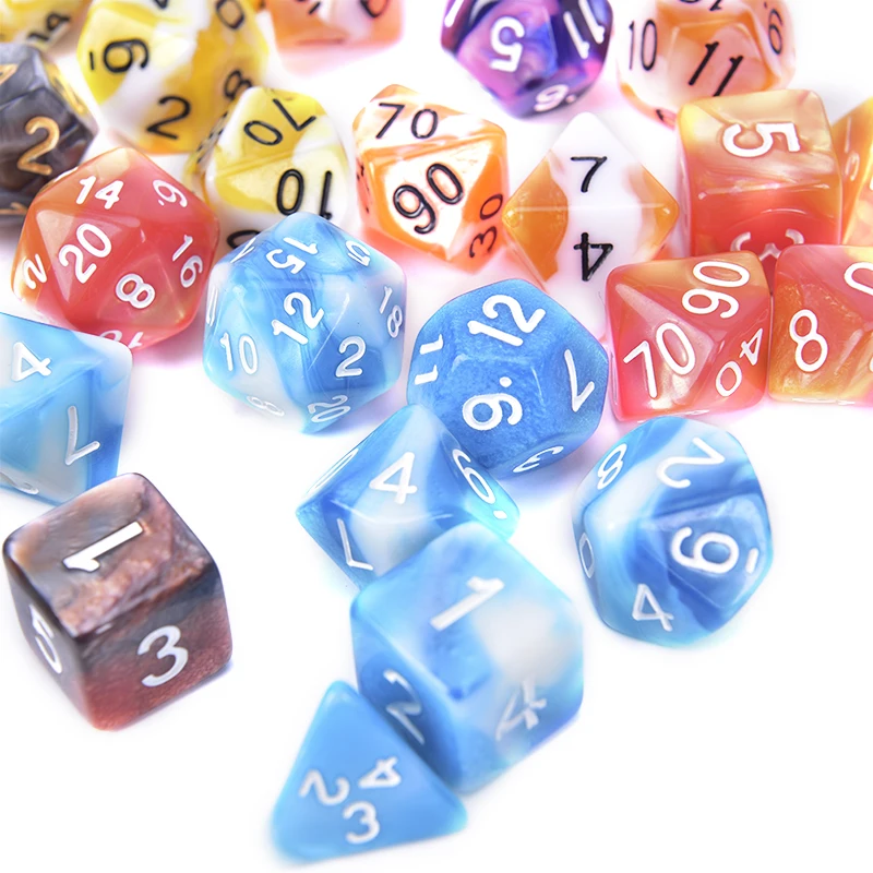 7 шт./компл. акриловые многогранные разноцветные кости для настольных игр D1 D2 D3 D4 D5