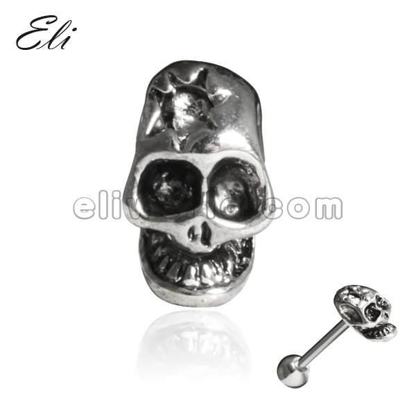 В розницу сплава череп головы прямой штангой пирсинг хирургической нержавеющей