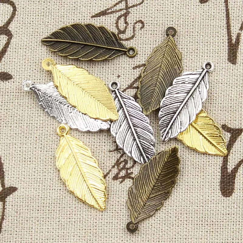 30pcs Charms Tree Leaf 31x12mm Handmade Craft Pendant Making fit,Vintage Tibetan Bronze Silver color,DIY For Bracelet Necklace