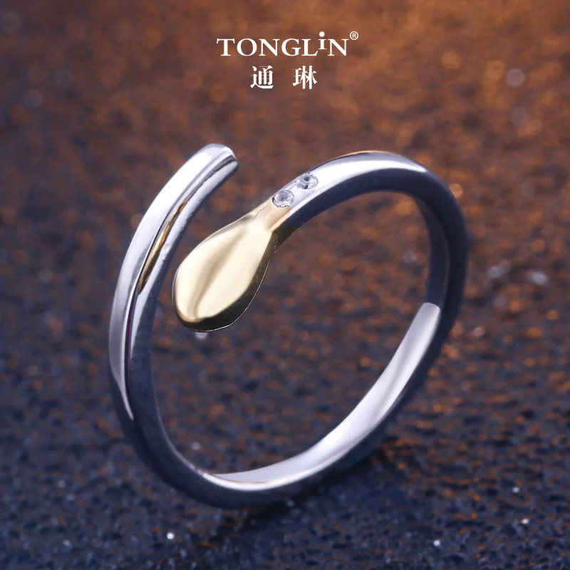 TONGLiN 925 пробы серебряные золотые антиаллергенные простые свадебные парные кольца
