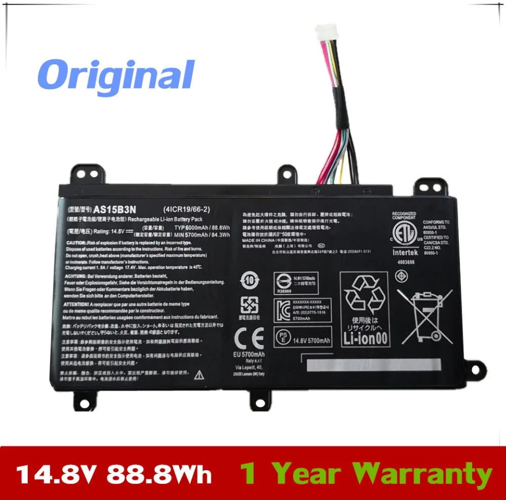 7XINbox 14 8 V 88.8Wh AS15B3N Оригинальный аккумулятор для ноутбука Acer Predator 15 G9 591 591G 592G 791G 792G