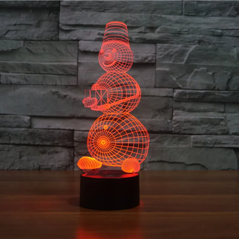 Бесплатная доставка 3D лампа Декор Снеговик креативный ночник крутая Атмосфера