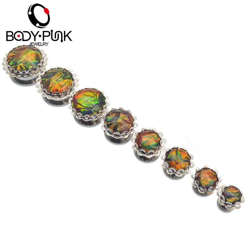 1 пара туннелей для пирсинга тела в стиле панк из коричневой фольги с заглушкой