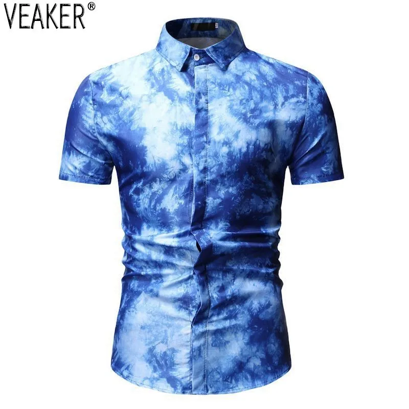 Рубашка мужская с 3D принтом Повседневная Деловая приталенная коротким рукавом