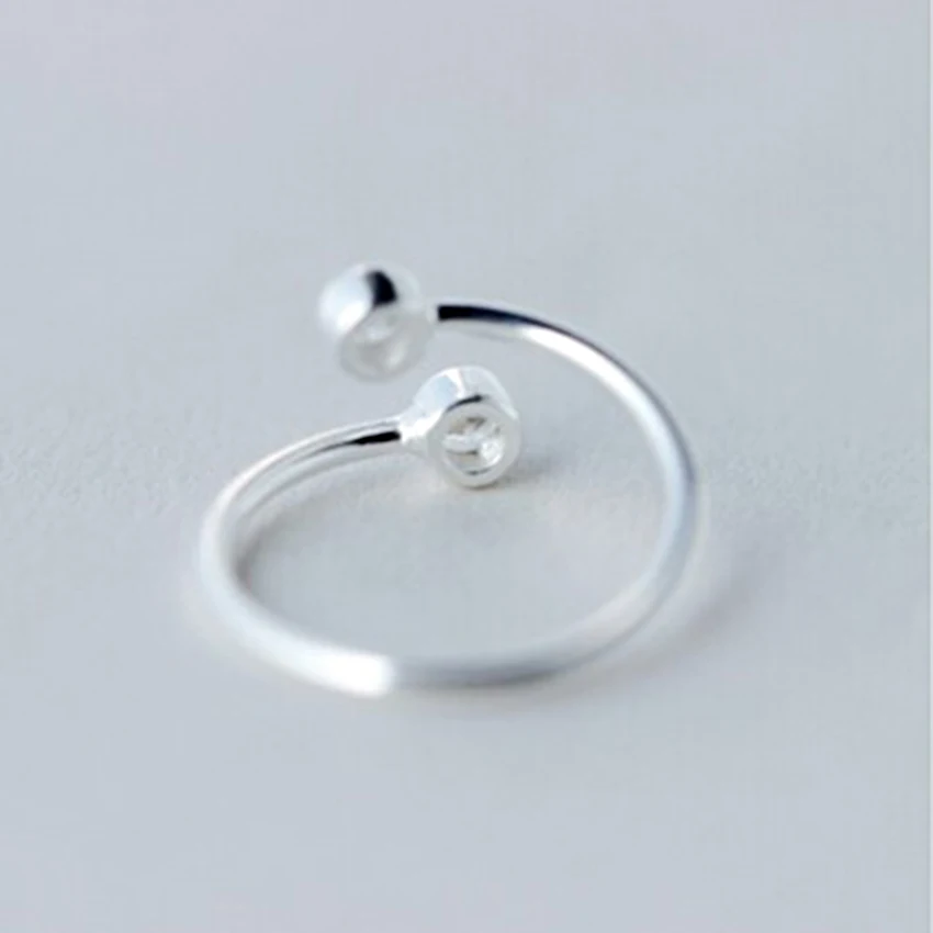 Женское кольцо с двойным кристаллом Kinitial серебряное открытым ободком элегантные