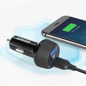Anker PowerDrive speed 2 39W Dual USB Автомобильное зарядное устройство, быстрая зарядка 3,0 Для Galaxy, PowerIQ для iPhone Xs/XS Max/XR/X/8/7/6/Plus и т. Д