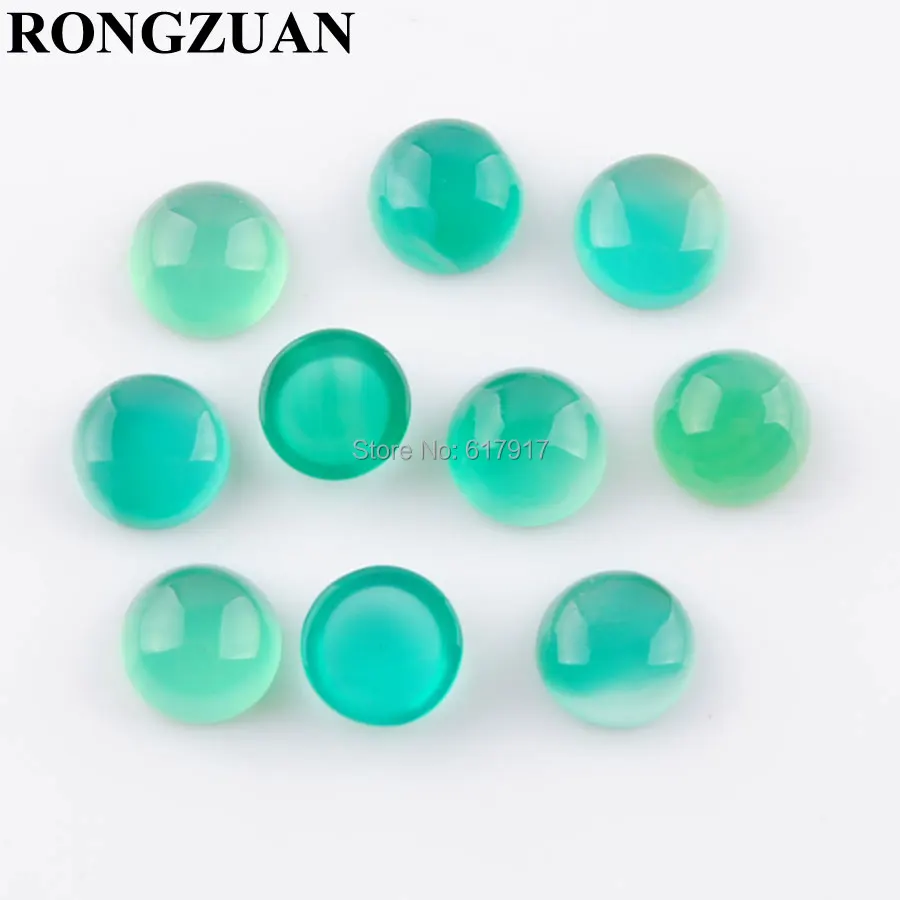 RONGZUAN, натуральные драгоценные камни, зеленые Агаты, 6 мм, кабошон круглой формы, бусины без отверстия для изготовления ювелирных изделий, 10 шт. TU3280