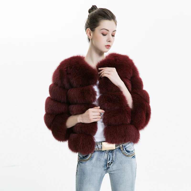 Real Fox Fur Coat Slim Women'S Winter Natural Fur Coat Single-Breasted Leather Coat Short Fox Fur Fashion Warm Winter Jacket04