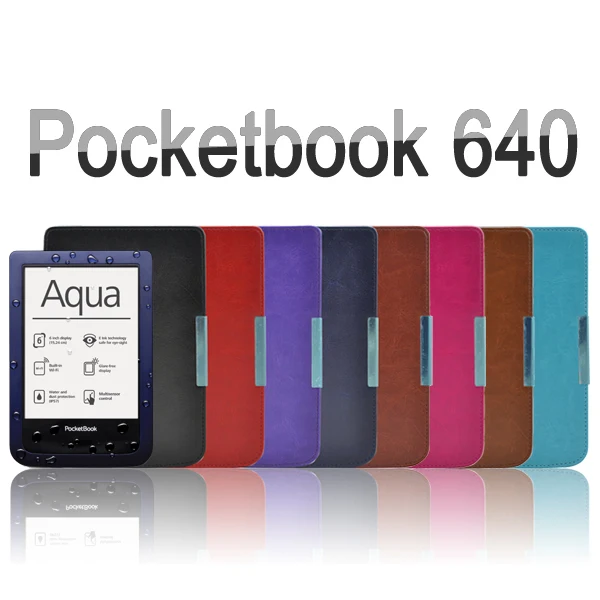 Чехол-книжка из кожи smart cover для Pocketbook aqua 640 ereader + протектор экрана стилус |