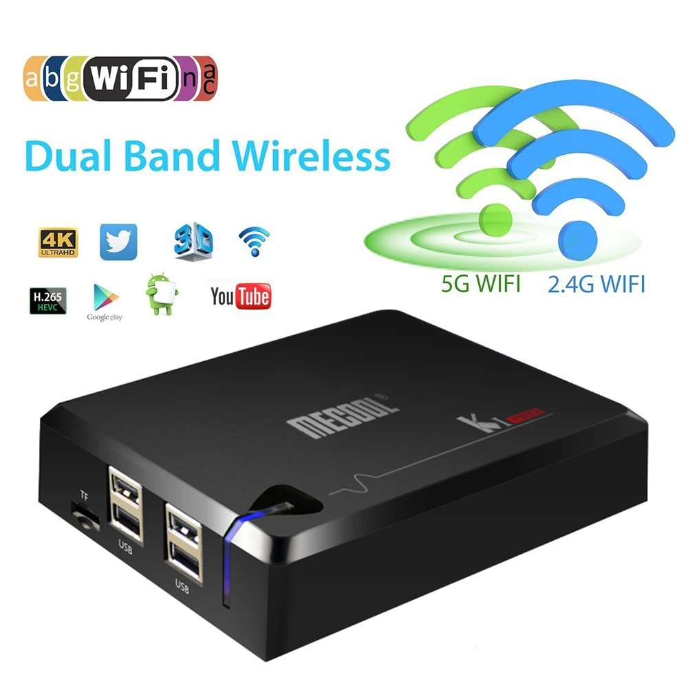 Высокое качество mecool Ki про DVB Android 7.1 ТВ коробка T2/DVB S2/DVB C Amlogic s905d Quad 2 г/16 г Поддержка