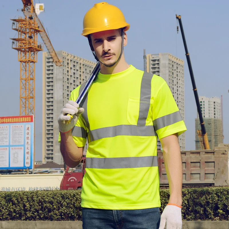 Высоковидимая Безопасная рабочая футболка дышащая Светоотражающая одежда