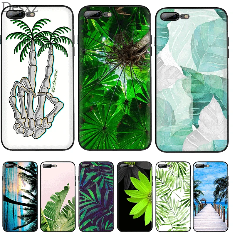 Модный силиконовый чехол Desxz из ТПУ с зелеными листьями для iPhone 5 5S 6 6s 7 8 Plus XR XS Max X |