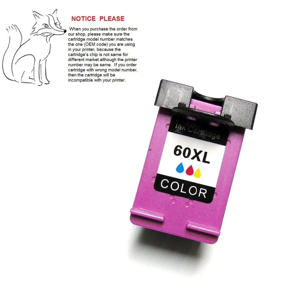 

YOTAT remanufactured ink cartridge for HP60 HP60XL DeskJet D2500/D2560/D2660/F4200/F4235/F4250/F4275/F4292/F4293/F4480/C4680