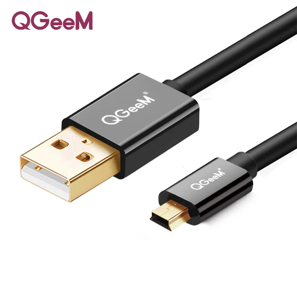 QGeeM мини-usb кабель мини-usb к USB кабель для быстрой зарядки данных для сотовых телефонов MP3 MP4 плеер gps цифровая камера HDD Mini USB - Цвет: Black