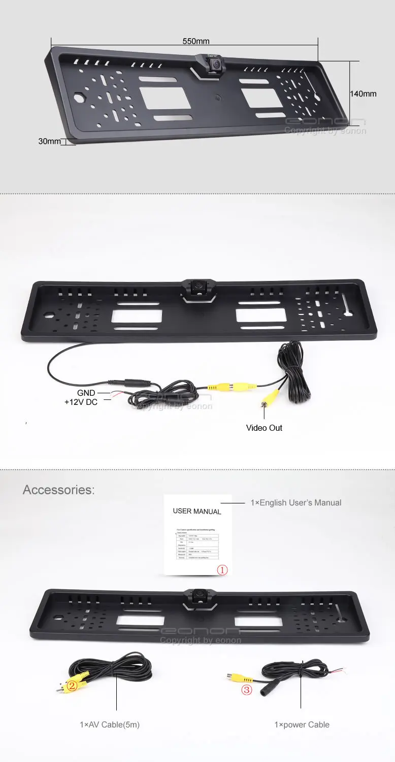 Самая дешевая Автомобильная рамка номерного знака Встроенная камера.