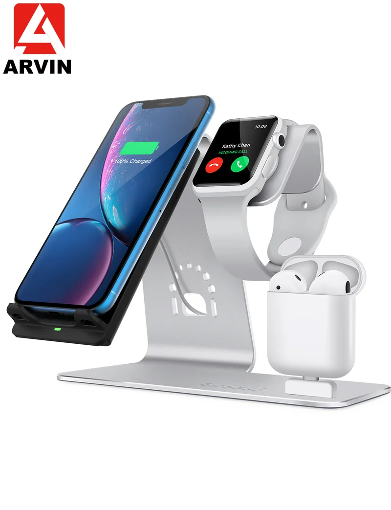 Arvin Новый 3 в 1 беспроводная зарядная подставка держатель для телефона iphone 8 X часы