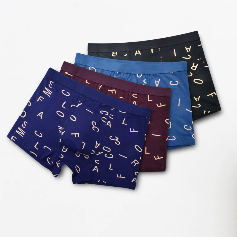 Нижнее белье для мужчин 4 шт. хлопковые Дышащие Боксеры с надписью комфортные